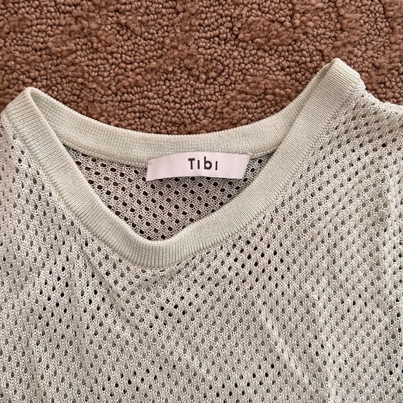 Tibi Green Crispy Viscose Mesh Tank Top - Picture 5 of 10